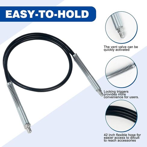 DCGG5703-42 لمجموعة خرطوم مسدس الشحوم ديوالت، 1/8 بوصة، NPT، 42 بوصة تمديد خرطوم الشحوم المرن لمسدس الشحوم اللاسلكي ديوالت 20 فولت ماكس، 10,000 رطل لكل بوصة مربعة in Kuwait
