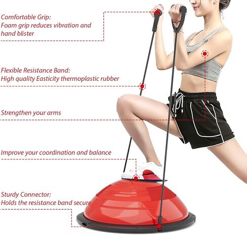 EVERYMILE Balance Ball Trainer with Resistance Bands & Pump Stability, 23.6 inch Yoga Exercise Ball for Home Gym Core Training Anti-Skid Surface in Saudi Arabia