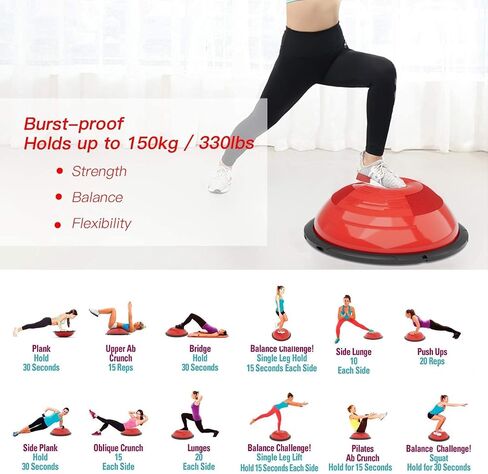 EVERYMILE Balance Ball Trainer with Resistance Bands & Pump Stability, 23.6 inch Yoga Exercise Ball for Home Gym Core Training Anti-Skid Surface in Saudi Arabia