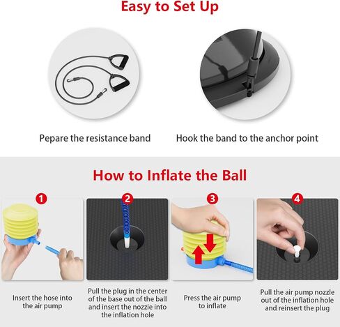 EVERYMILE Balance Ball Trainer with Resistance Bands & Pump Stability, 23.6 inch Yoga Exercise Ball for Home Gym Core Training Anti-Skid Surface in Saudi Arabia