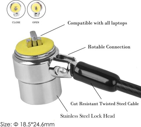 FOLAI Laptop Lock Computer Lock Security Cable Lock Compatible for Laptops, iMac & Other Devices with Lock Slot in Kuwait