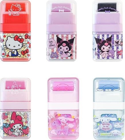6 Pack Cartoon Kawaii Creative Roller Erasers, Funny Pencil Erasers with Cover and Clean up Roller for Kids Back to School Supplies and Party, Gift Supplies in Saudi Arabia