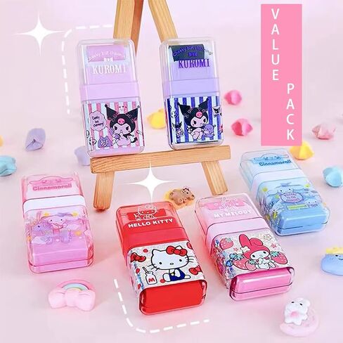 6 Pack Cartoon Kawaii Creative Roller Erasers, Funny Pencil Erasers with Cover and Clean up Roller for Kids Back to School Supplies and Party, Gift Supplies in Saudi Arabia