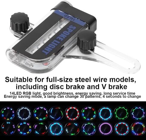 أضواء الدراجة الجبلية Keenso، مصابيح مزدوجة الجانب 14LED RGB للدراجة قابلة لإعادة الشحن، مصابيح LED صغيرة للدراجة، مصباح سلكي، ملحقات ركوب الدراجات in Kuwait