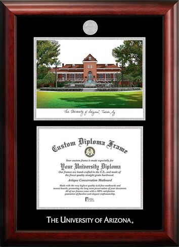 Campus Images NCAA Arizona Wildcats Unisex Silver Medallion Frame University of Arizona 11w x 8.5h Silver Embossed Diploma Frame Lithograph, Brown, One Size, Multi (AZ996LSED-1185) in Saudi Arabia