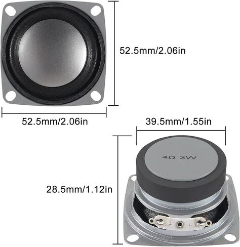 ACEIRMC 4 قطع 2 بوصة 4Ohm 3W DIY مكبر صوت صغير كامل المدى مكبر صوت ستيريو لاردوينو ومكبر صوت DIY (B) in Saudi Arabia
