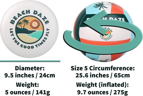 Beach Daze Volleyball, Frisbee & Hand Pump - Size 5, Court or Beach Outdoor/Indoor Volleyball, Bag Included… in Saudi Arabia