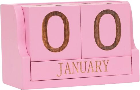 Wooden Desk Calendar,Desk Calendar Blocks for Teachers,Office Perpetual Date Block Small Home Desktop Decor Chic Vintage Month with Number Cubes Display Rustic Decoration(Carbonized Black) in Saudi Arabia
