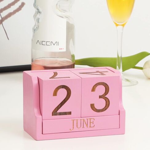 Wooden Desk Calendar,Desk Calendar Blocks for Teachers,Office Perpetual Date Block Small Home Desktop Decor Chic Vintage Month with Number Cubes Display Rustic Decoration(Carbonized Black) in Saudi Arabia