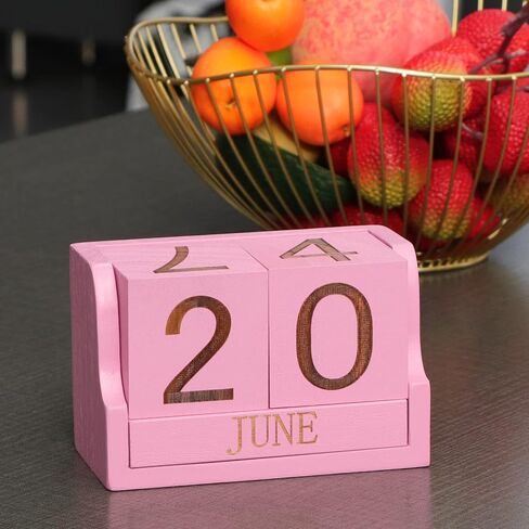 Wooden Desk Calendar,Desk Calendar Blocks for Teachers,Office Perpetual Date Block Small Home Desktop Decor Chic Vintage Month with Number Cubes Display Rustic Decoration(Carbonized Black) in Saudi Arabia