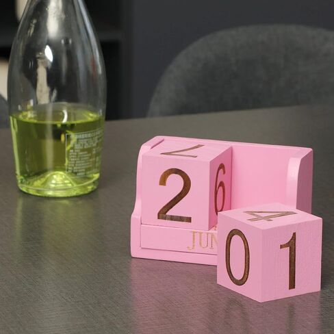 Wooden Desk Calendar,Desk Calendar Blocks for Teachers,Office Perpetual Date Block Small Home Desktop Decor Chic Vintage Month with Number Cubes Display Rustic Decoration(Carbonized Black) in Saudi Arabia