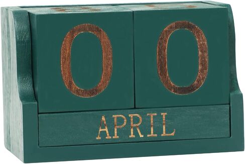 Wooden Desk Calendar,Desk Calendar Blocks for Teachers,Office Perpetual Date Block Small Home Desktop Decor Chic Vintage Month with Number Cubes Display Rustic Decoration(Carbonized Black) in Saudi Arabia