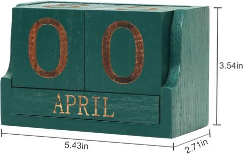 Wooden Desk Calendar,Desk Calendar Blocks for Teachers,Office Perpetual Date Block Small Home Desktop Decor Chic Vintage Month with Number Cubes Display Rustic Decoration(Carbonized Black) in Saudi Arabia