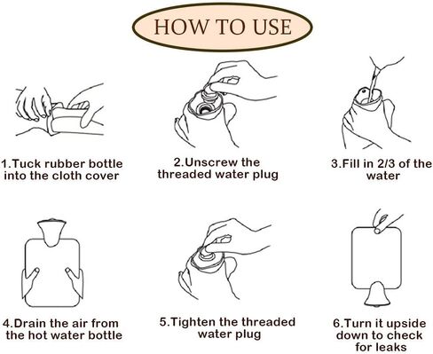 حقيبة زجاجة ماء ساخن 3 في 1 من Anlising، حقيبة ماء دافئ، حقيبة زجاجة ساخنة، زجاجة ماء ساخن مع غطاء للخصر، حقيبة زجاجة ماء ساخن مع حزام ناعم + عصابة رأس + قمع، لتخفيف آلام الخصر والرقبة الخلفية (بني) in Kuwait