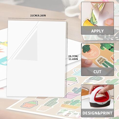 ورق ملصقات فينيل قابل للطباعة من LZEDIRA، ورق ملصقات بالتسامي، ورق ملصقات لامع، ورق ملصقات فينيل قابل للطباعة مقاوم للماء، أوراق شفافة لمشاريع الطباعة والحرف اليدوية in Kuwait