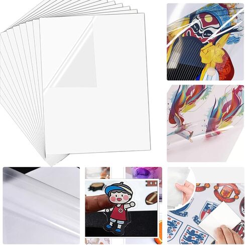 ورق ملصقات فينيل قابل للطباعة من LZEDIRA، ورق ملصقات بالتسامي، ورق ملصقات لامع، ورق ملصقات فينيل قابل للطباعة مقاوم للماء، أوراق شفافة لمشاريع الطباعة والحرف اليدوية in Kuwait