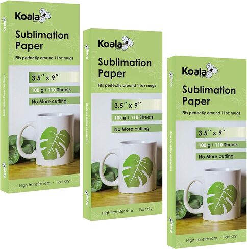 Koala Sublimation Paper 3.5x9 inches 330 Sheets Easy to Heat Transfer 11oz Mugs Compatible with Inkjet Printer Sublimation Ink 100g in Saudi Arabia