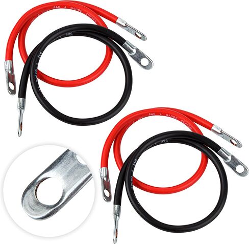 Cartman 2 AWG 12 Inches Battery Iverter Cables Set with Terminals, 3/8-Inch Lugs (Positive and Negative) for Motorcycle, Automotive in Saudi Arabia