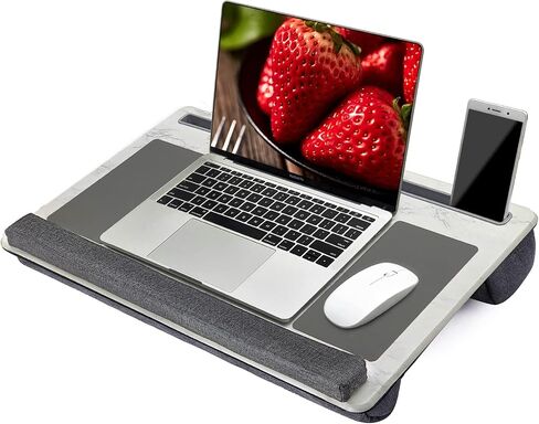 Extra Large Lap Laptop Desk - Full PU Material Mouse Pad Gaming Tray - Portable LapDesk with Phone Holder & Wrist Rest for Notebook, MacBook, Tablet, Bed, Sofa(Black, Fit Up 17.3-in Laptops) in Saudi Arabia