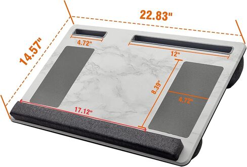Extra Large Lap Laptop Desk - Full PU Material Mouse Pad Gaming Tray - Portable LapDesk with Phone Holder & Wrist Rest for Notebook, MacBook, Tablet, Bed, Sofa(Black, Fit Up 17.3-in Laptops) in Saudi Arabia