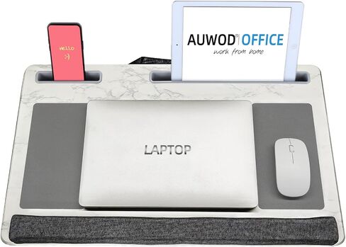 Extra Large Lap Laptop Desk - Full PU Material Mouse Pad Gaming Tray - Portable LapDesk with Phone Holder & Wrist Rest for Notebook, MacBook, Tablet, Bed, Sofa(Black, Fit Up 17.3-in Laptops) in Saudi Arabia
