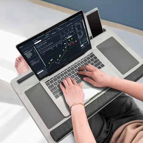 Extra Large Lap Laptop Desk - Full PU Material Mouse Pad Gaming Tray - Portable LapDesk with Phone Holder & Wrist Rest for Notebook, MacBook, Tablet, Bed, Sofa(Black, Fit Up 17.3-in Laptops) in Saudi Arabia