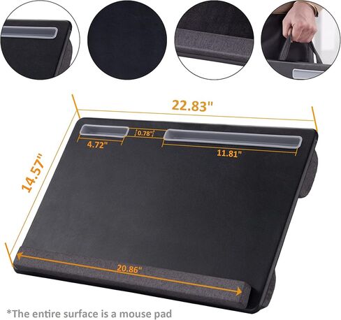 Extra Large Lap Laptop Desk - Full PU Material Mouse Pad Gaming Tray - Portable LapDesk with Phone Holder & Wrist Rest for Notebook, MacBook, Tablet, Bed, Sofa(Black, Fit Up 17.3-in Laptops) in Saudi Arabia