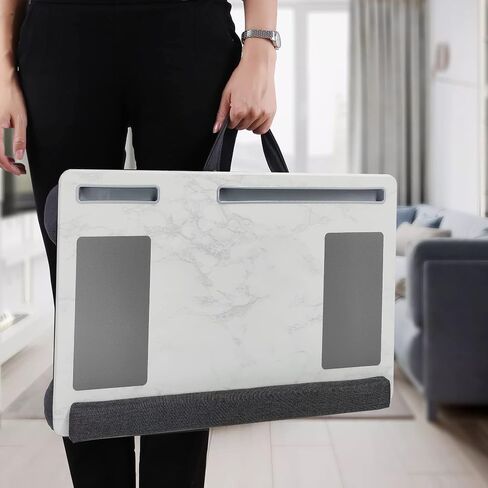 Extra Large Lap Laptop Desk - Full PU Material Mouse Pad Gaming Tray - Portable LapDesk with Phone Holder & Wrist Rest for Notebook, MacBook, Tablet, Bed, Sofa(Black, Fit Up 17.3-in Laptops) in Saudi Arabia