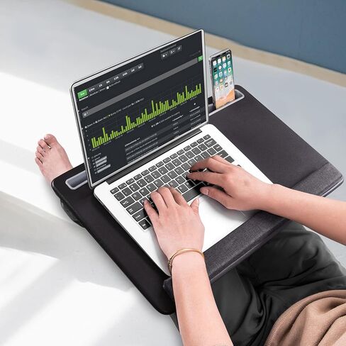 Extra Large Lap Laptop Desk - Full PU Material Mouse Pad Gaming Tray - Portable LapDesk with Phone Holder & Wrist Rest for Notebook, MacBook, Tablet, Bed, Sofa(Black, Fit Up 17.3-in Laptops) in Saudi Arabia