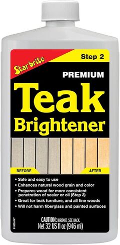 STAR BRITE Premium Teak Brightener - Enhances Natural Wood Grain & Restores Tone & Color While Preparing for a More Consistent Application of Teak Oil, Sealer or Stain in Saudi Arabia