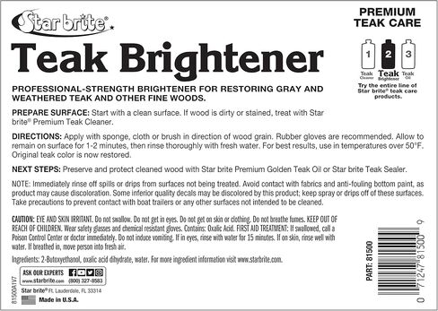 STAR BRITE Premium Teak Brightener - Enhances Natural Wood Grain & Restores Tone & Color While Preparing for a More Consistent Application of Teak Oil, Sealer or Stain in Saudi Arabia
