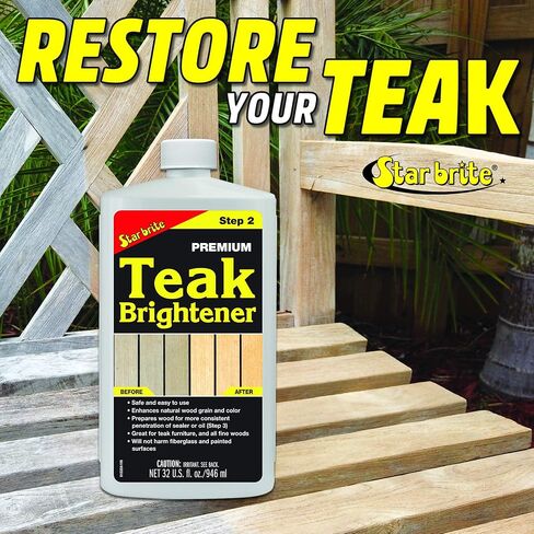 STAR BRITE Premium Teak Brightener - Enhances Natural Wood Grain & Restores Tone & Color While Preparing for a More Consistent Application of Teak Oil, Sealer or Stain in Saudi Arabia