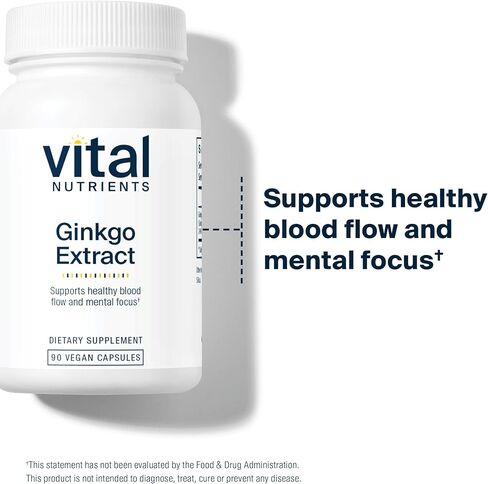 العناصر الغذائية الحيوية - الجنكة (مستخلص 50:1) - تدعم حدة العقلية والدورة الدموية - 90 كبسولة في كل زجاجة - 80 مجم in Kuwait