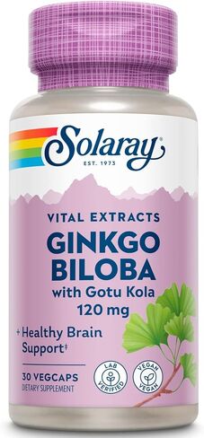 Solaray One Daily Ginkgo Biloba Leaf Extract | الدورة الدموية الصحية، ودعم وظائف الذاكرة والدماغ (60 كبسولة نباتية) (60 كبسولة نباتية) in Kuwait