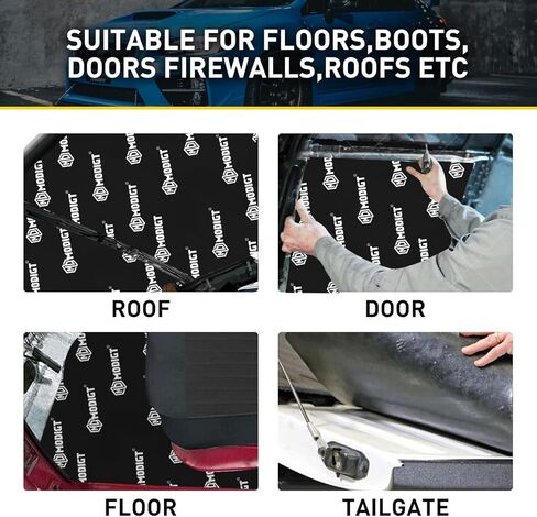 MODIGT 168 مل 10.76 قدم مربع حصيرة عزل صوت السيارة، رغوة إسفنجية بوتيل والنيوبرين، عزل الضوضاء ومواد تخفيف الاهتزاز لصندوق السيارة والباب والأرضية والسقف in Kuwait