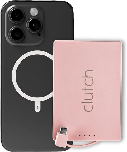 Clutch Pro – World's Thinnest Portable Charger – USB-C Power Bank 5000mAh – Magnetic Built-in Cable – TSA Approved Travel Charger – iPhone 15/16/17 & Android – Black in Saudi Arabia