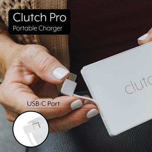 Clutch Pro – World's Thinnest Portable Charger – USB-C Power Bank 5000mAh – Magnetic Built-in Cable – TSA Approved Travel Charger – iPhone 15/16/17 & Android – Black in Saudi Arabia