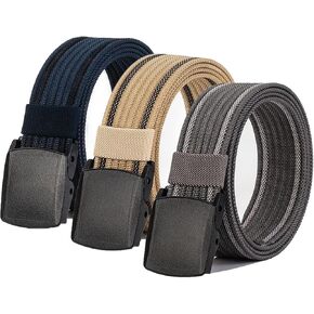 3 Pack Nylon Belt Outdoor Non-Metal Mens Military Web 1.5" Tactical Work Belt