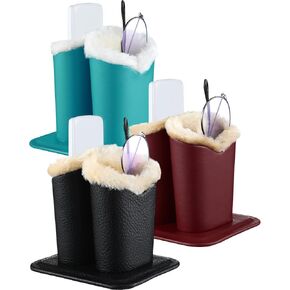 Weewooday 6 Pack Plush Lined Eyeglasses Holder Stand for Glasses Leather Reading Stand Case Protective Glasses Case