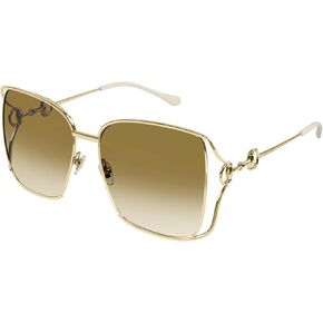 نظارة شمسية غوتشي GG1020S 004 للنساء لون ذهبي/بني متدرج مربعة الشكل 61 ملم in Kuwait