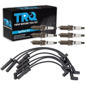 TRQ Ignition Wires Spark Plugs Kit Compatible with 1987-1990 Jeep Cherokee Comanche Wagoneer