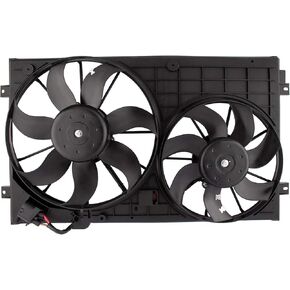 1K0959455FJ Engine Dual Radiator & Condenser Cooling Fan Assembly for Volkswagen Beetle 2012-2015 Golf 2010-2014 Jetta 2005-2017 Rabbit 2006-2009 L5 2.5L, 1K0959455DT 1K0959455ET VW3120100