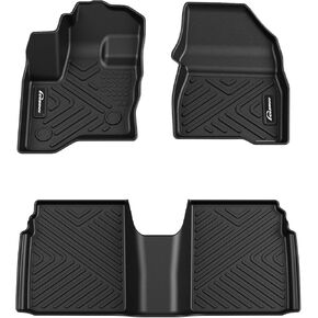 Floor Mats for 2009-2019 Ford Flex, TPE All Weather Flex Accessories Custom Fit Front 1st & 2nd Row Floor Liner, Black