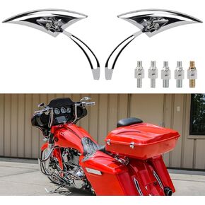 Universal Motorcycle Blade Mirrors, Adventure Motorcycle Mirror 360 Degree Adjustable Fit for Street Bike Scooter Chopper Cruiser Sportster Dyna Softail Dirt Bike Electric Bike (Chrome)