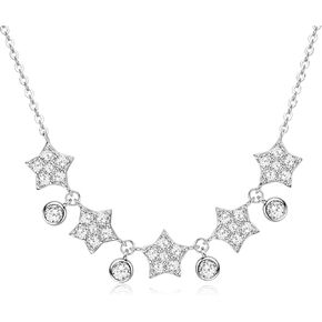 WOAINI Moissanite Pendant Necklace for Women, 1.5 Cttw VVSI Clarity Moissanite Pendant Star, 925 Sterling Silver 18K Gold Plated, Valentine's Day Anniversary Birthday Gift for Lady, 16" & 2" Extender