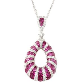 925 Sterling Silver Simulated Gemstones Teardrop Pendant Necklace