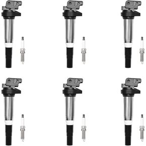 ENA Set of 6 Ignition Coil Pack with 6 Platinum Spark Plug Compatible with BMW 135i 335i 535i 550i 640i 650i 740i 760Li X1 X3 X5 X6 3.0L 4.4L Replacement for UF667