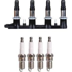 ENA Ignition Coil Pack and 4 Platinum Spark Plugs Compatible with Chevrolet Chevy 2013 2014 2015 Cruze, 2016 2017 Sonic 1.8L L4 Replacement for UF620 ‎9091902247 C1646 4504 7092