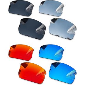 4 Pairs Ploarized Replacement Lenses for Oakley Flak 2.0 OO9295 Sunglasses - Black + Silver Titanium + Ice Blue + Fire Red