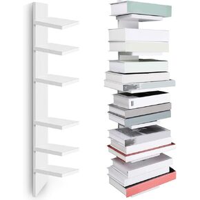 Pinkunn 6 Tier Wall Shelf Unit, White Vertical Column Shelf Wall Units Spine Wall Mounted Book Tower Floating Storage Room Decor Shelves and Organizers Tall Shelf Tower for Bedroom Living Room